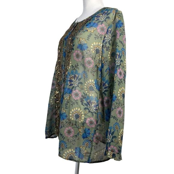 Soft Surroundings Floral Ceres Tunic Top Size L‎ NEW Boho Embellished - Picture 5 of 11